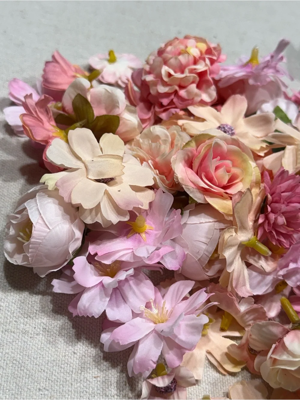 69-Piece Assorted Pink Blush Artificial Flower Lot – Craft Decor - NWT